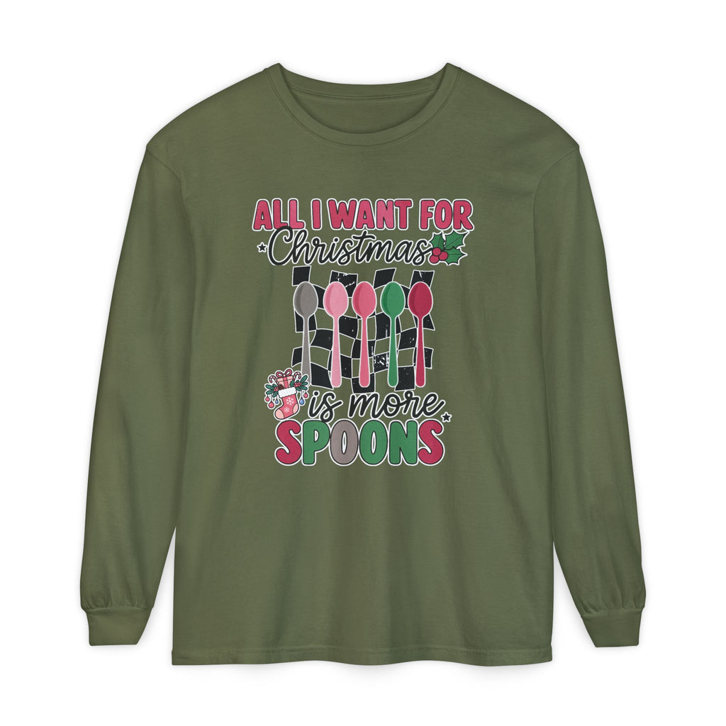 Christmas 'All I Want For Christmas Is More Spoons' Long Sleeve Tee