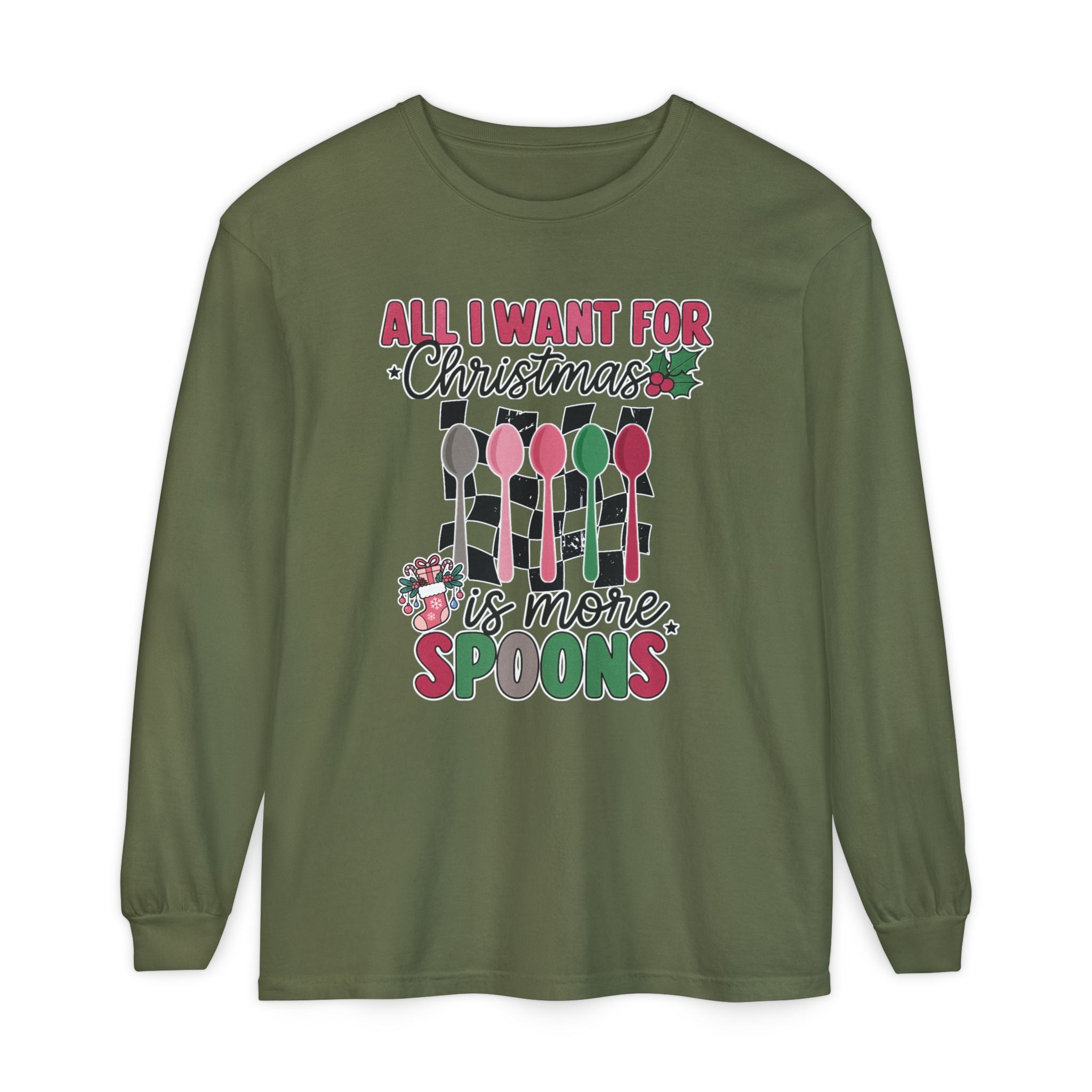 Christmas 'All I Want For Christmas Is More Spoons' Long Sleeve Tee