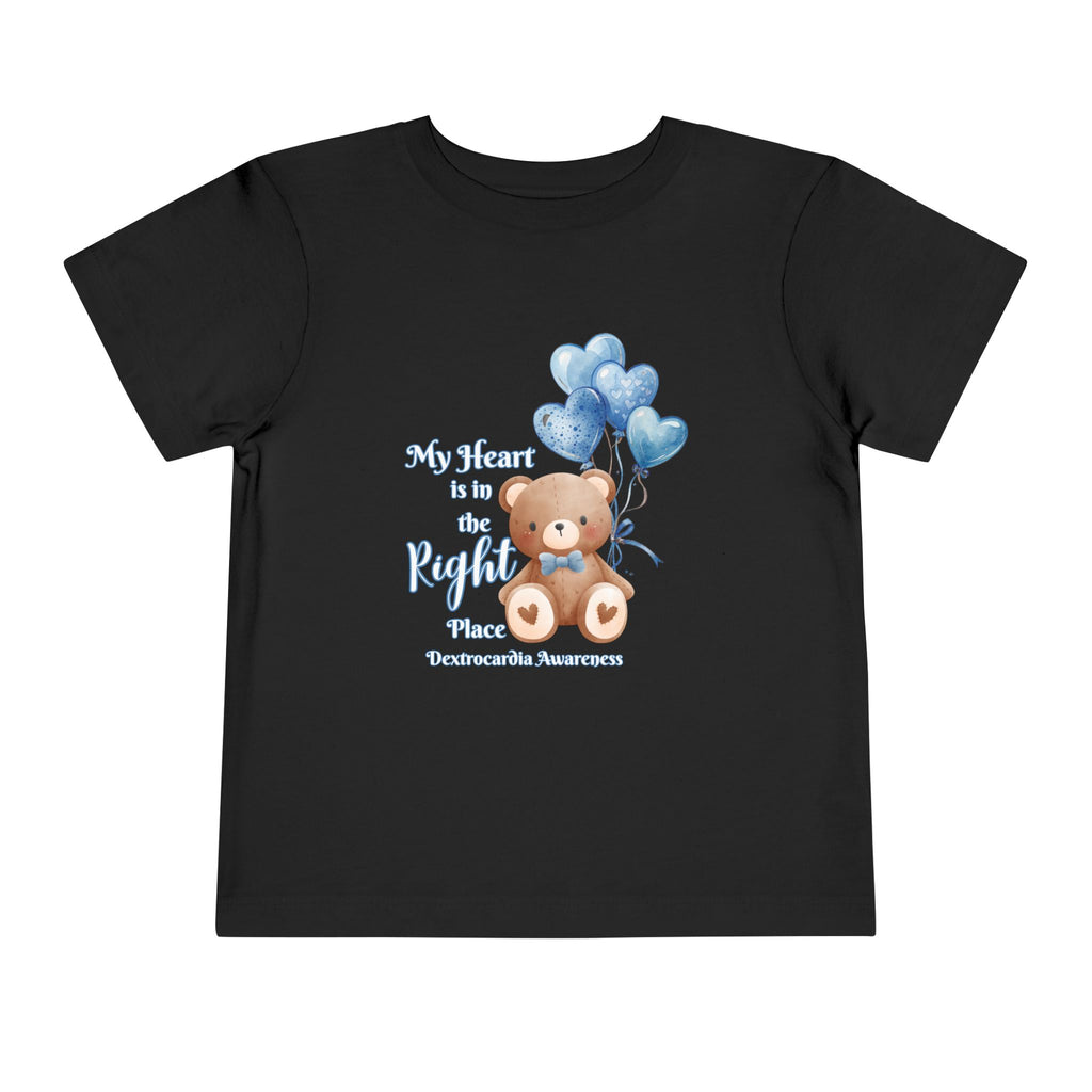 Toddler Tee — "My Heart Is in the Right Place" Dextrocardia Bear