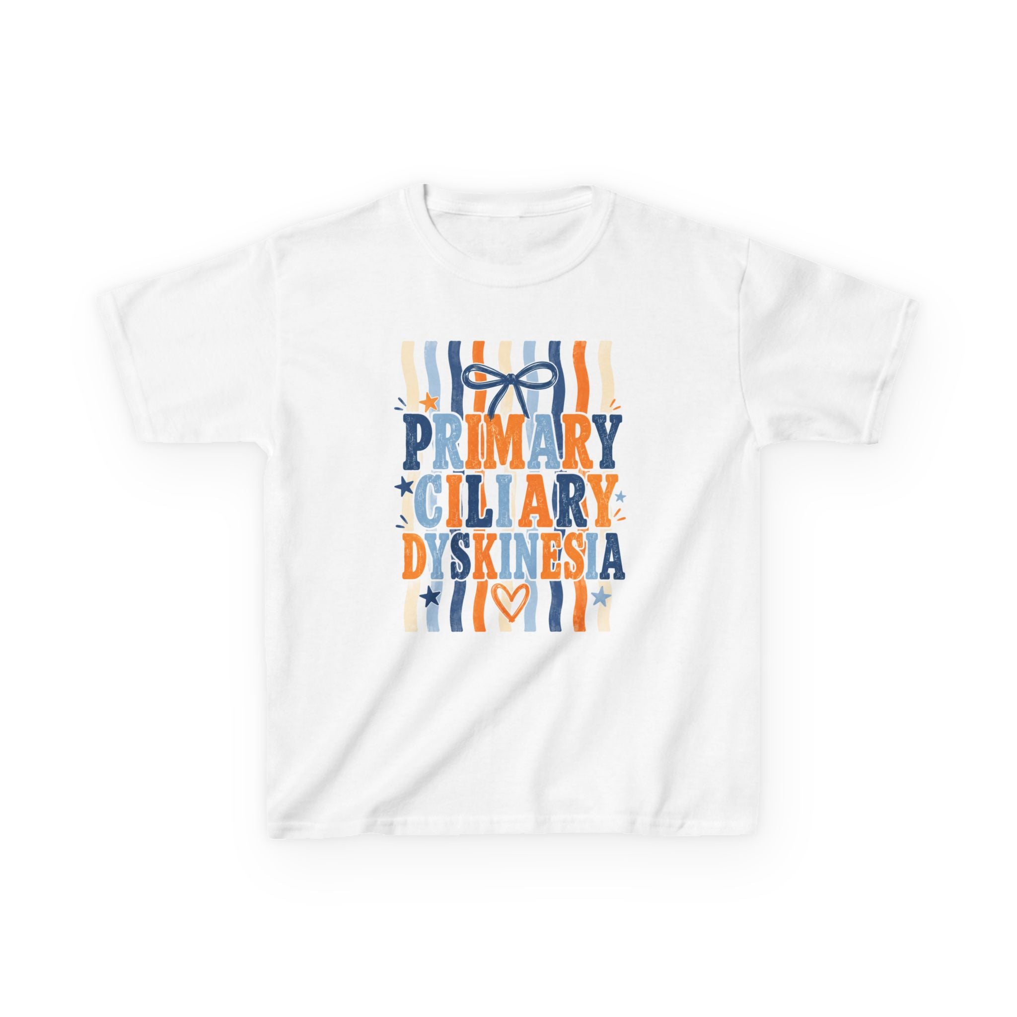The Jentri- Primary Ciliary Dyskinesia Awareness Kids Tee — Orange & Blue Ribbon Design