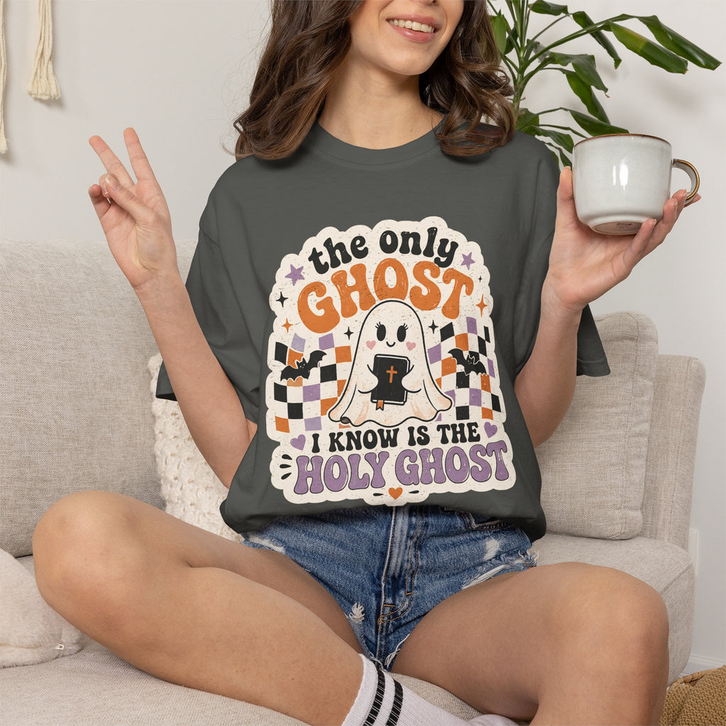 Holy Ghost Ghost Tee — "The Only Ghost I Know Is The Holy Ghost" Christian Halloween T-Shirt