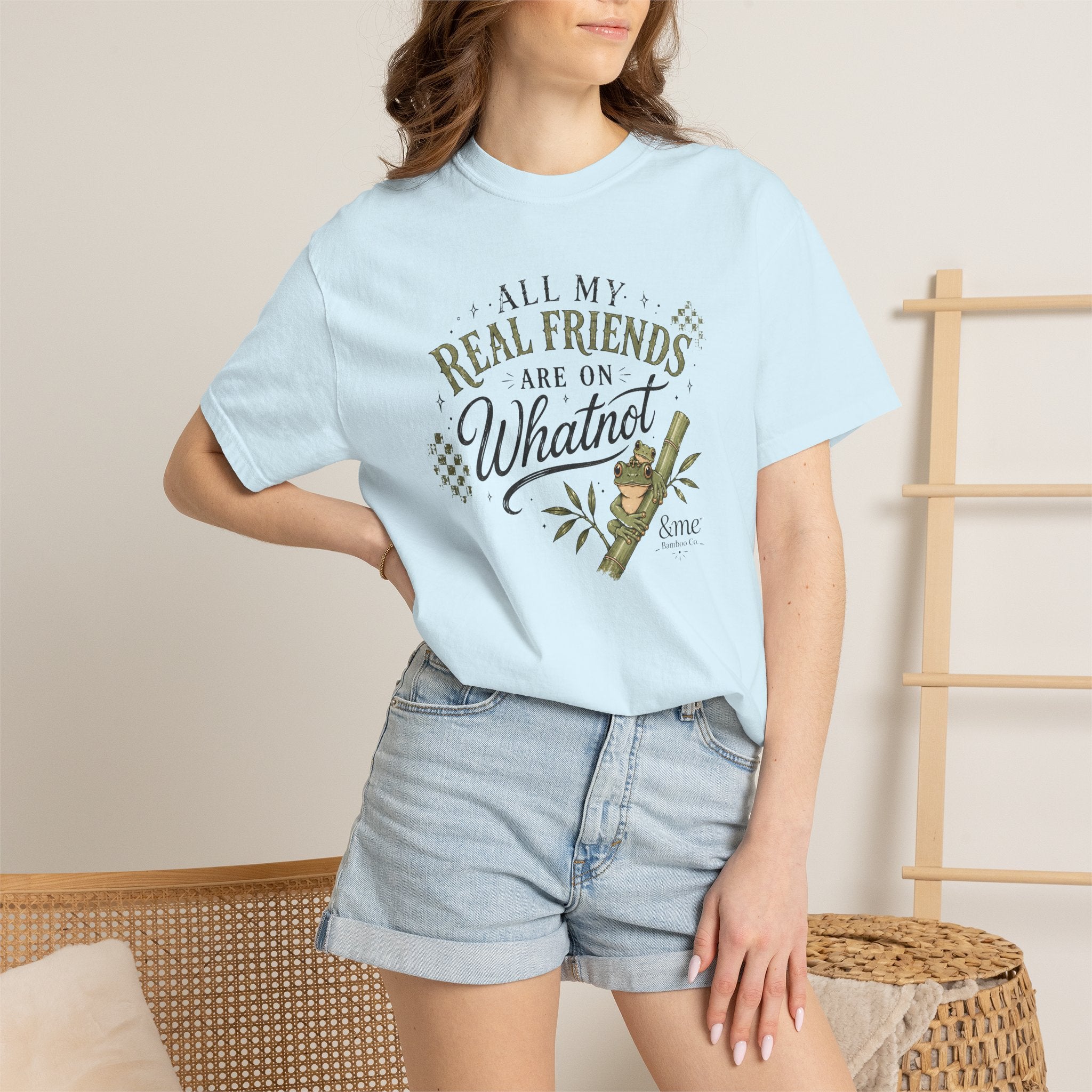 Andme Bamboo — "All My Real Friends Are On Whatnot" Graphic Tee