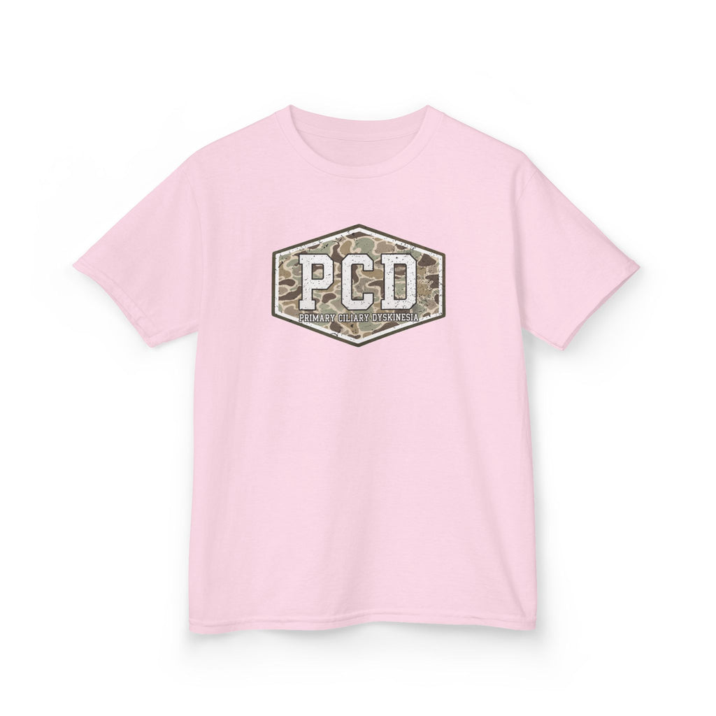 Youth PCD Camo Logo T-Shirt — Primary Ciliary Dyskinesia Awareness Tee