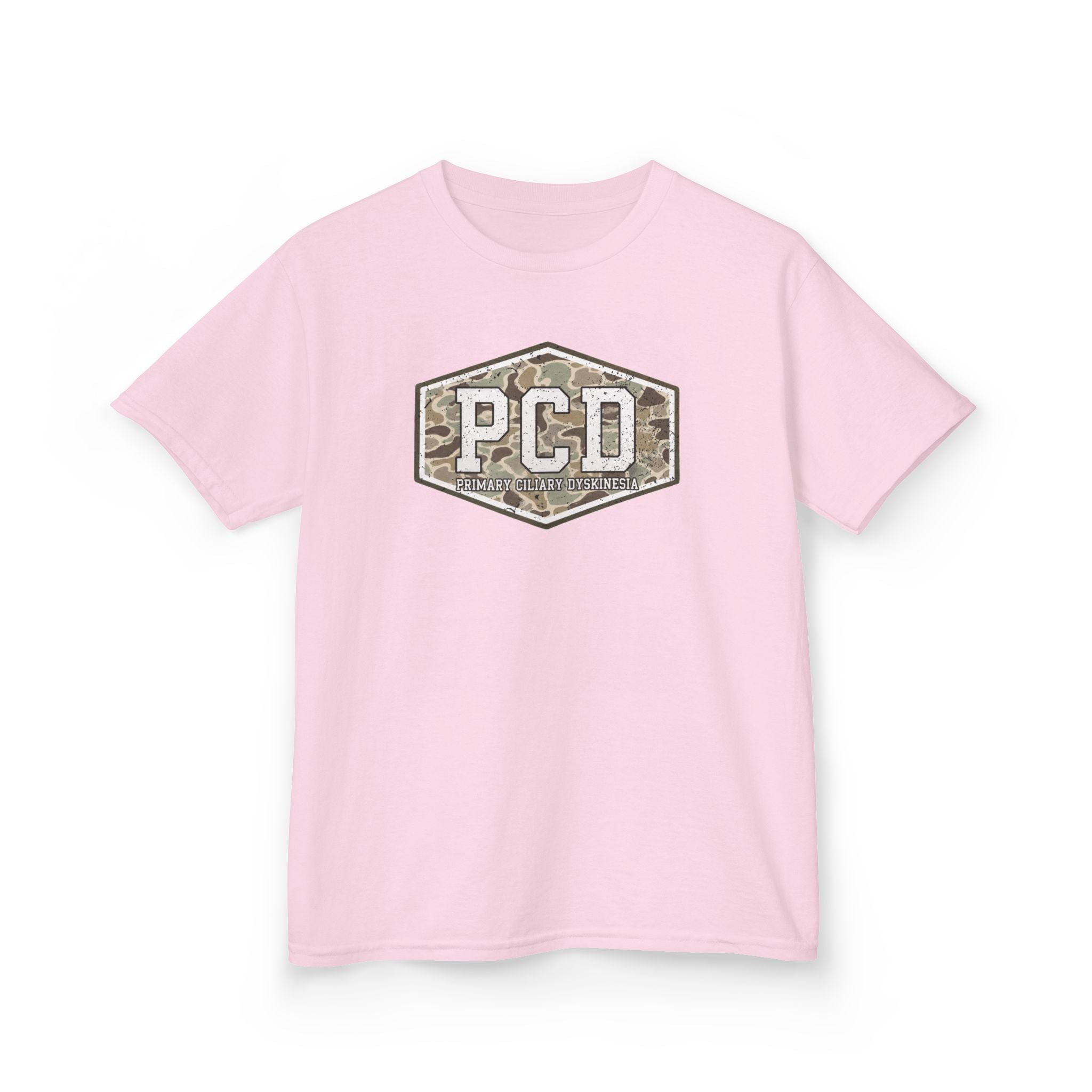 Youth PCD Camo Logo T-Shirt — Primary Ciliary Dyskinesia Awareness Tee