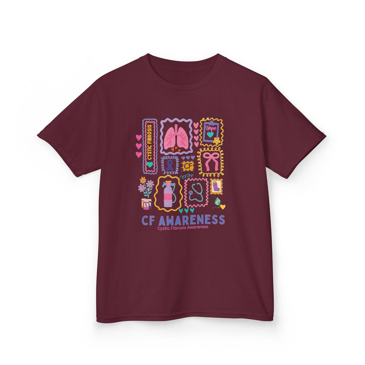 Kids CF Awareness Stamp T‑Shirt — Cystic Fibrosis Support Tee