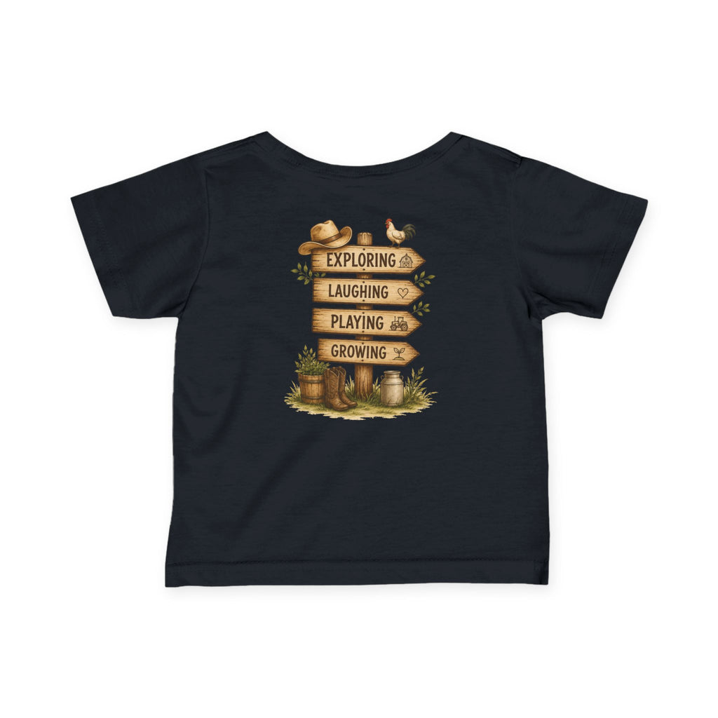 Infant Tee — “Grandkids Camp with Nonnie & Papa” Baby Shirt (Exploring, Laughing, Playing, Growing)