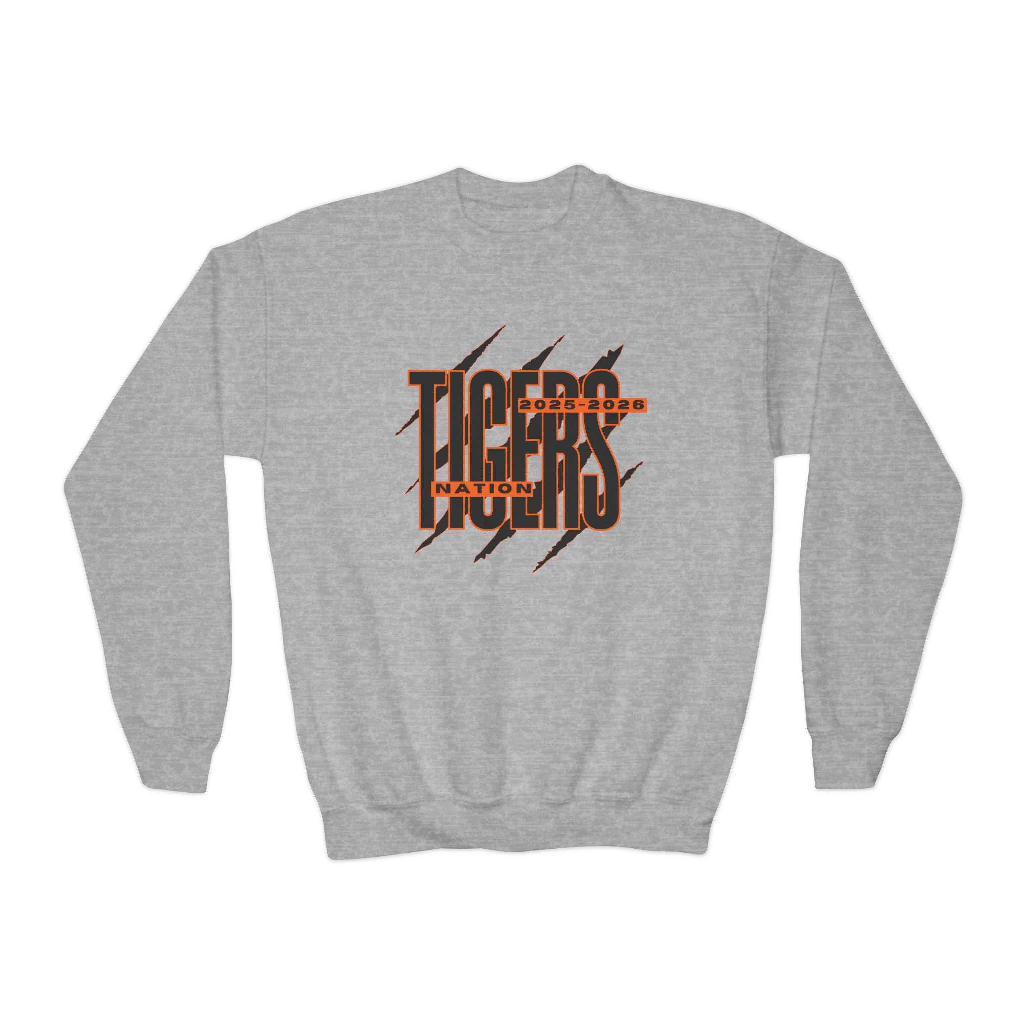 Youth Tiger Nation Crewneck Sweatshirt — Bold Tiger Graphic Pullover