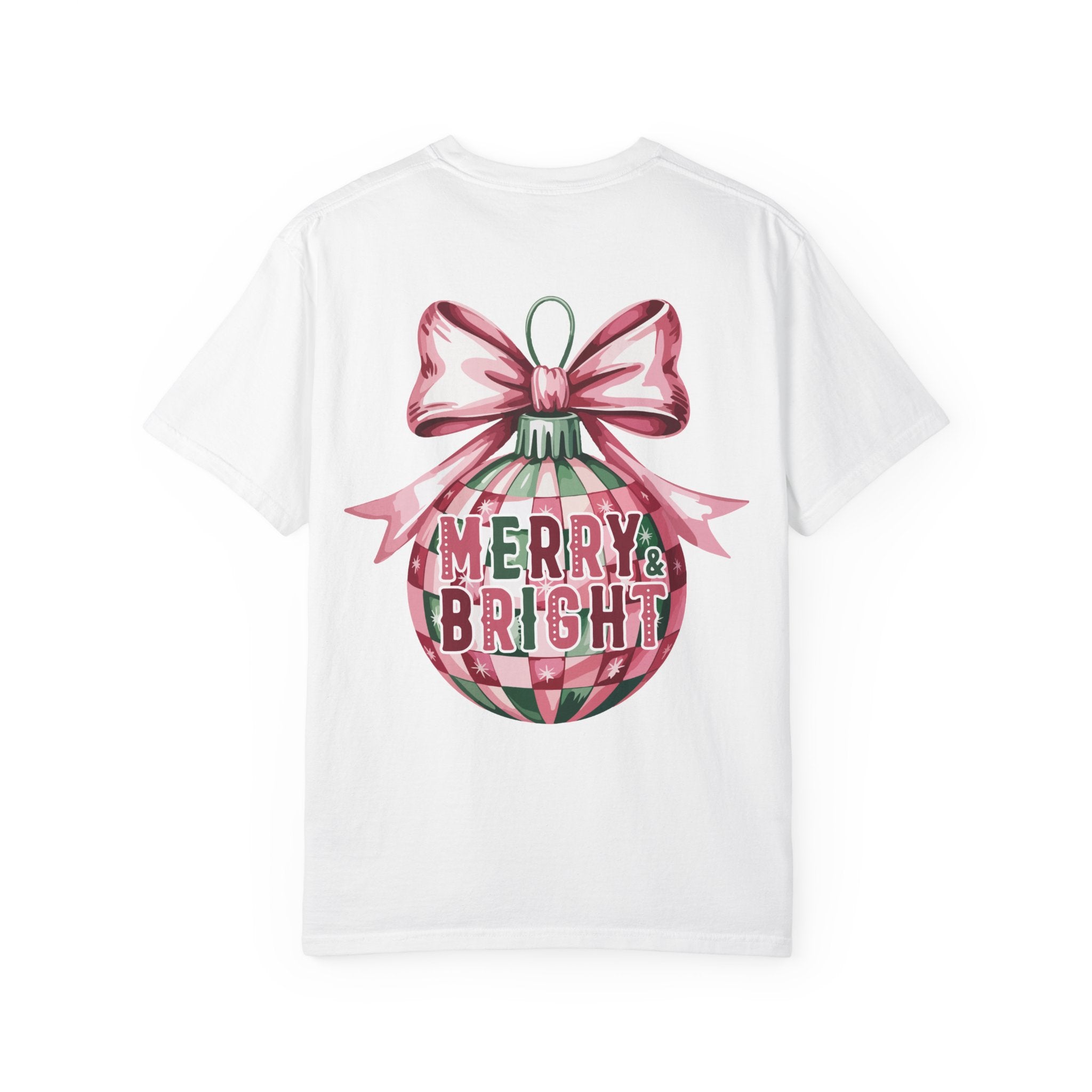 Holiday Patchwork Tee - "Merry & Bright" Graphic T-Shirt
