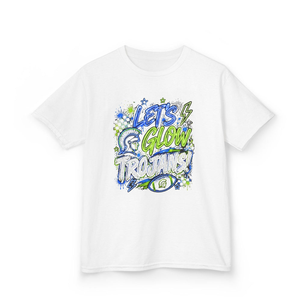 Kids Tee — 'Lets Glow Trojans' Neon Graffiti School Spirit Shirt