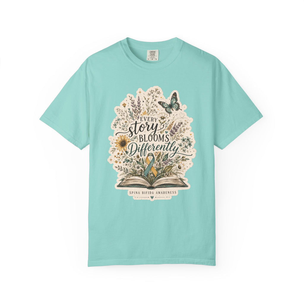 Every Story Blooms Differently T-Shirt — Spina Bifida Awareness