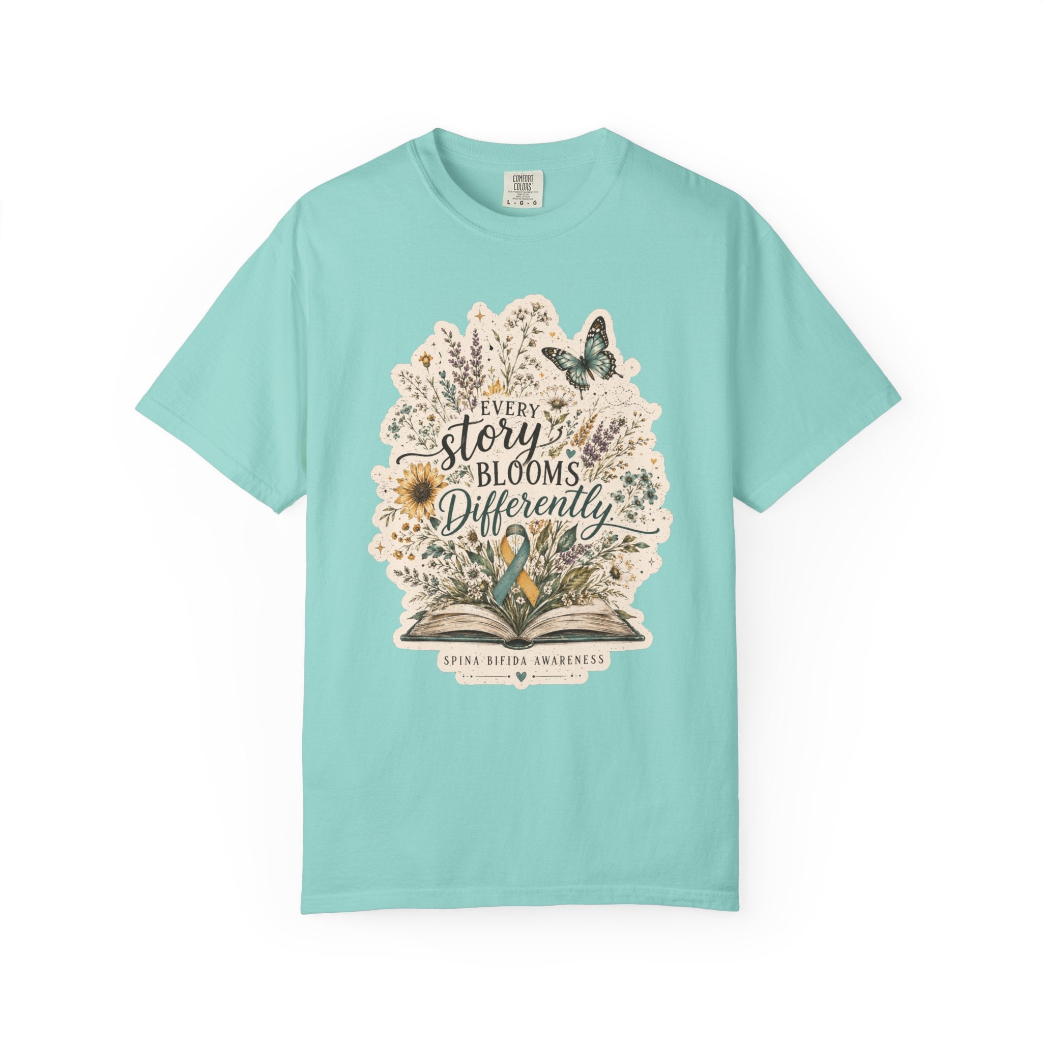 Every Story Blooms Differently T-Shirt — Spina Bifida Awareness