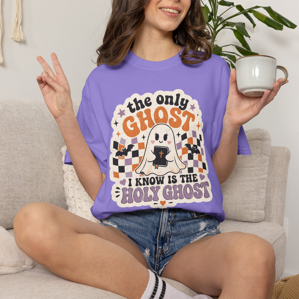 Holy Ghost Ghost Tee — "The Only Ghost I Know Is The Holy Ghost" Christian Halloween T-Shirt