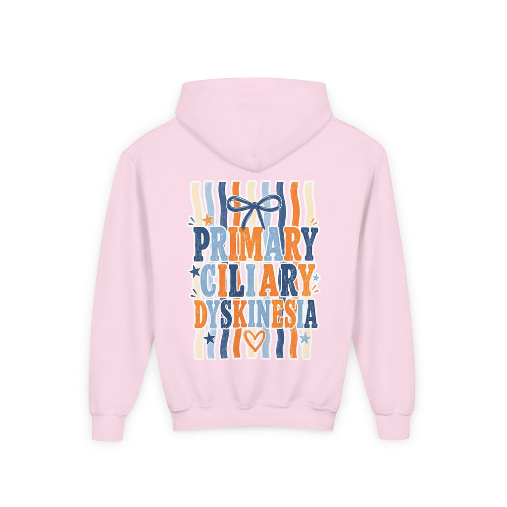 The Jentri- Youth Hoodie - "Primary Ciliary Dyskinesia" Awareness Pullover (Blue & Orange Ribbon Design)