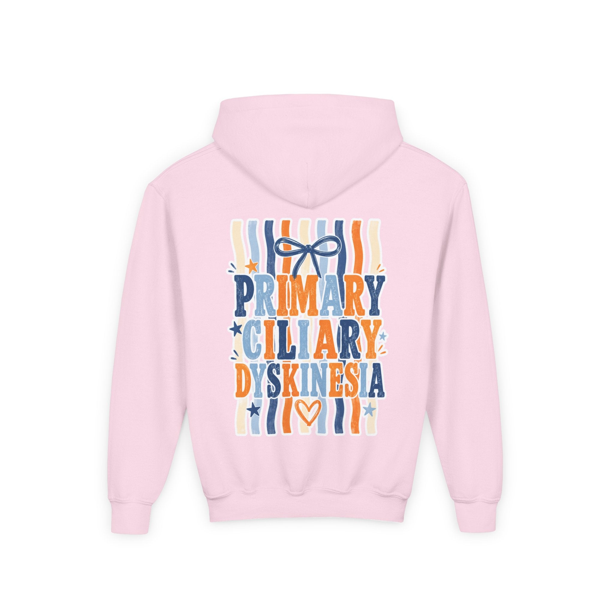 The Jentri- Youth Hoodie - "Primary Ciliary Dyskinesia" Awareness Pullover (Blue & Orange Ribbon Design)