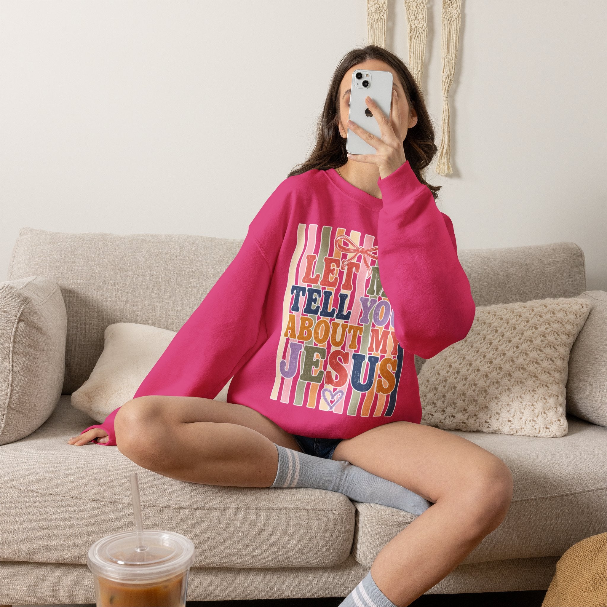 Let Me Tell You About My Jesus Sweatshirt — Colorful Christian Crewneck