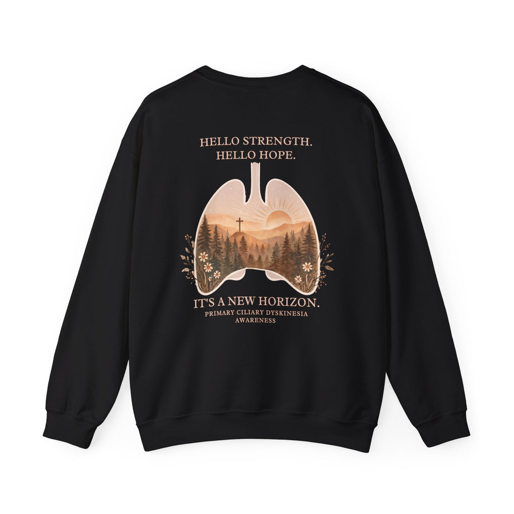 PCD Awareness Crewneck Sweatshirt — HELLO HOPE. NEW HORIZON.