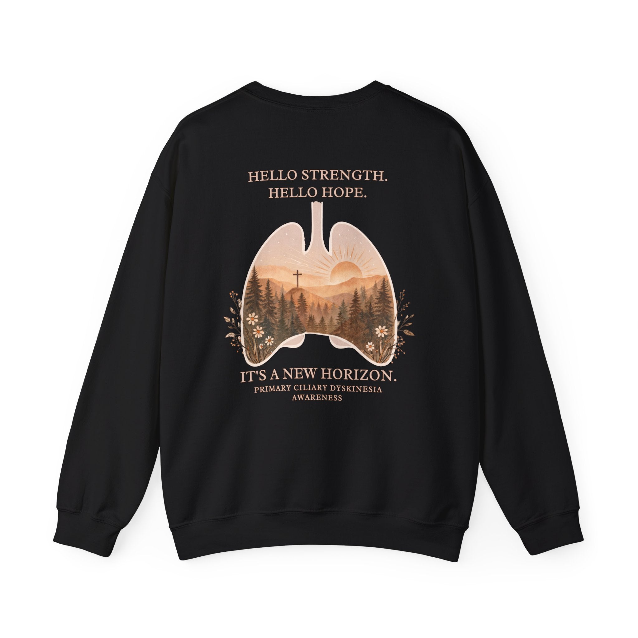 PCD Awareness Crewneck Sweatshirt — HELLO HOPE. NEW HORIZON.
