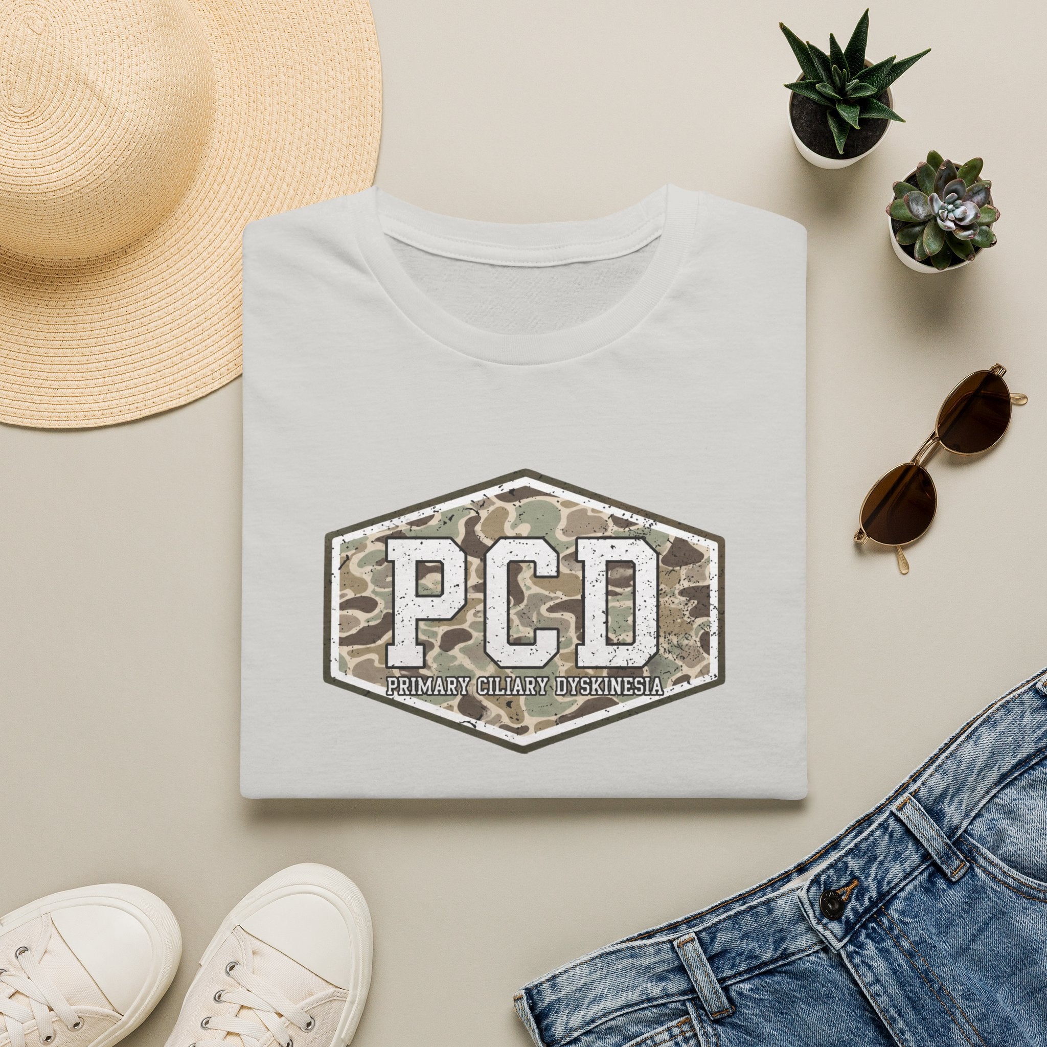 PCD Camo Logo T-Shirt — Primary Ciliary Dyskinesia Awareness Tee