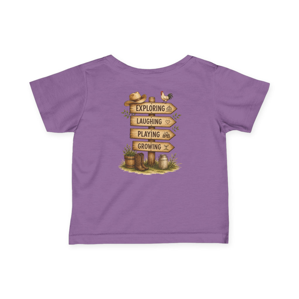 Infant Tee — “Grandkids Camp with Nonnie & Papa” Baby Shirt (Exploring, Laughing, Playing, Growing)
