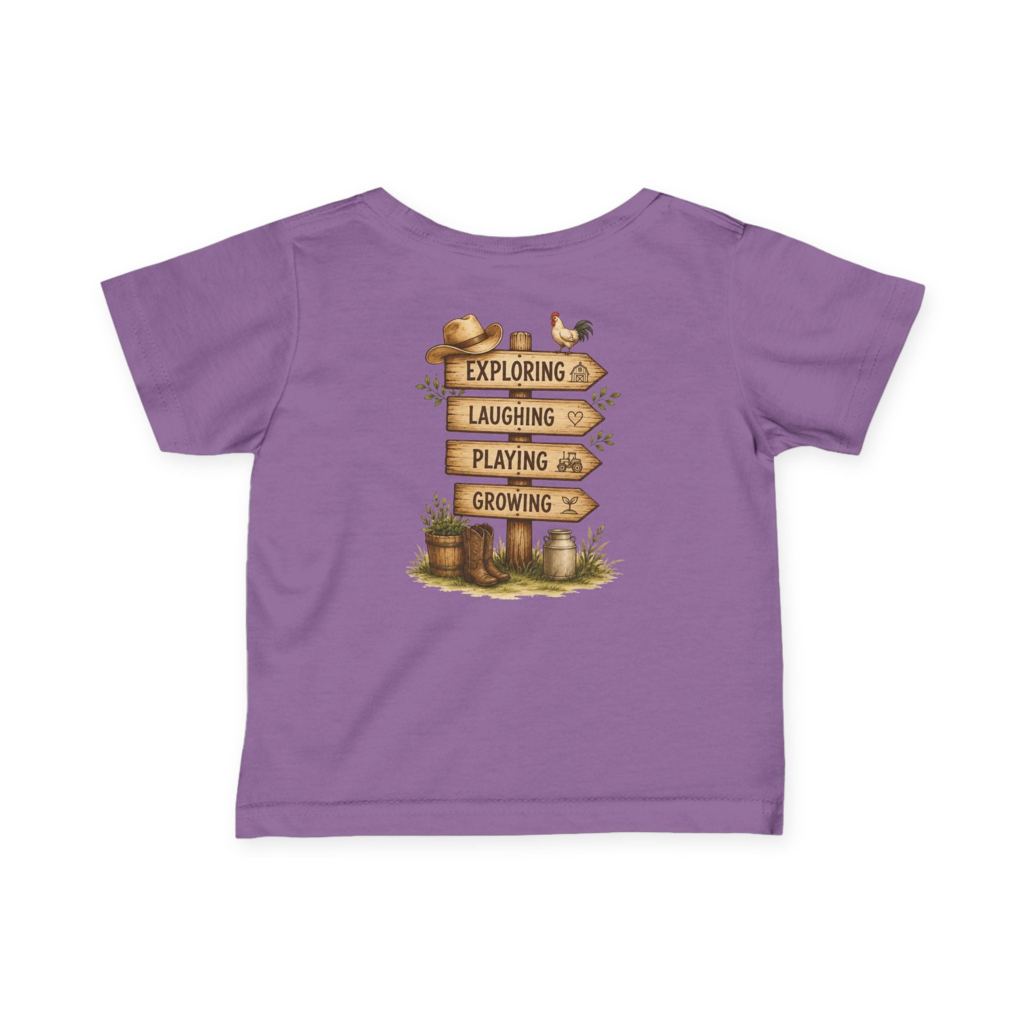 Infant Tee — “Grandkids Camp with Nonnie & Papa” Baby Shirt (Exploring, Laughing, Playing, Growing)