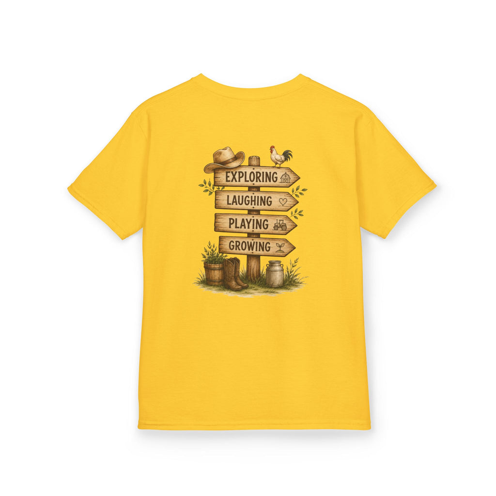 Kids Tee — "Grandkids Camp with Nannie & Papa" Rustic Farm Sign Tee