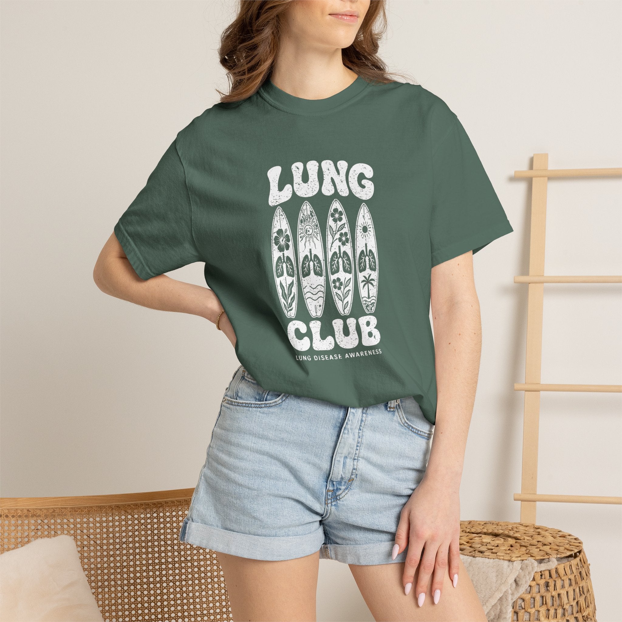 Surfboard 'Lung Club' Graphic T-Shirt — Retro Beach Vibe Tee