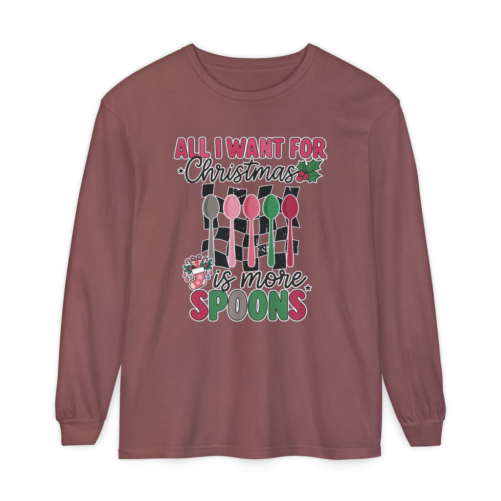 Christmas 'All I Want For Christmas Is More Spoons' Long Sleeve Tee