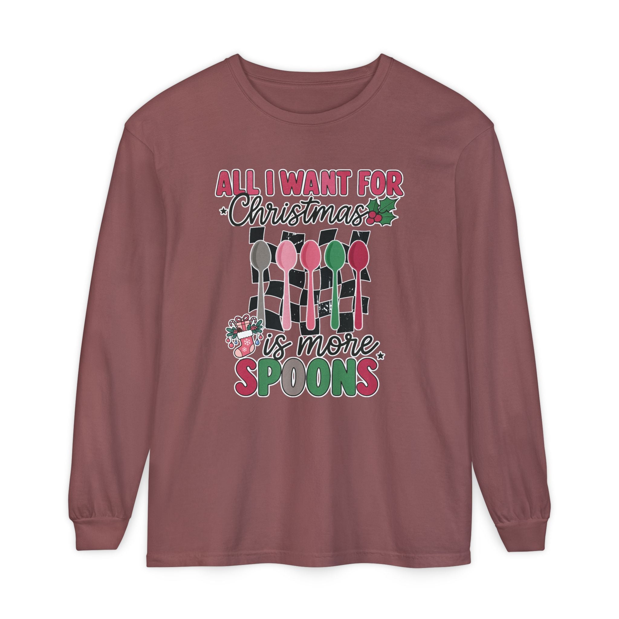 Christmas 'All I Want For Christmas Is More Spoons' Long Sleeve Tee