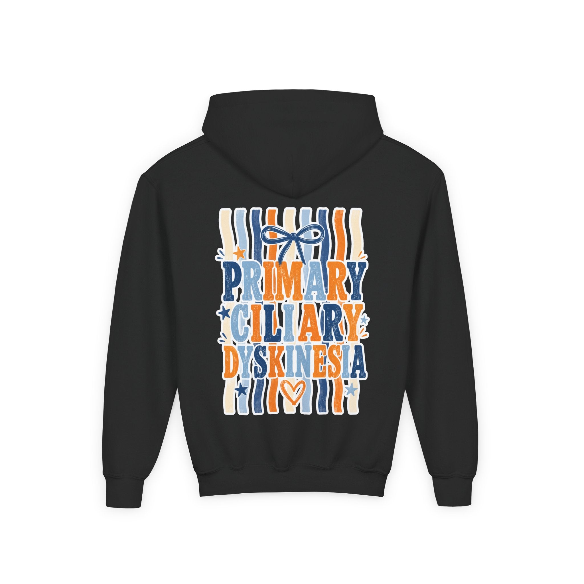 The Jentri- Youth Hoodie - "Primary Ciliary Dyskinesia" Awareness Pullover (Blue & Orange Ribbon Design)