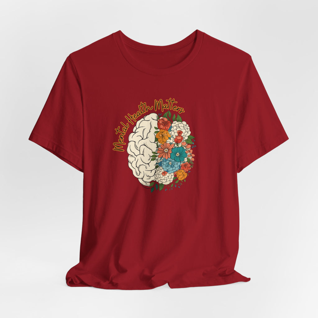 Mental Health Matters T-Shirt — Floral Brain Awareness Tee