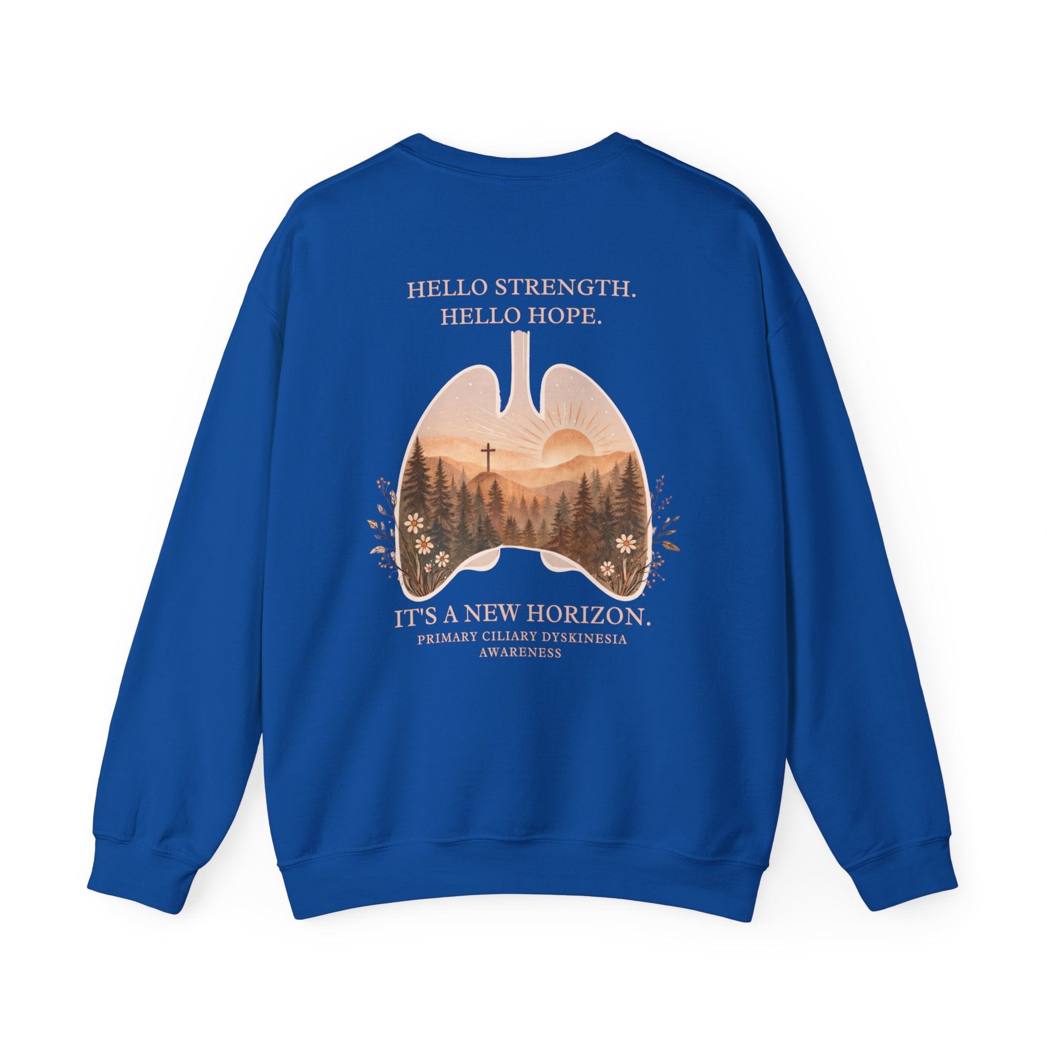 PCD Awareness Crewneck Sweatshirt — HELLO HOPE. NEW HORIZON.