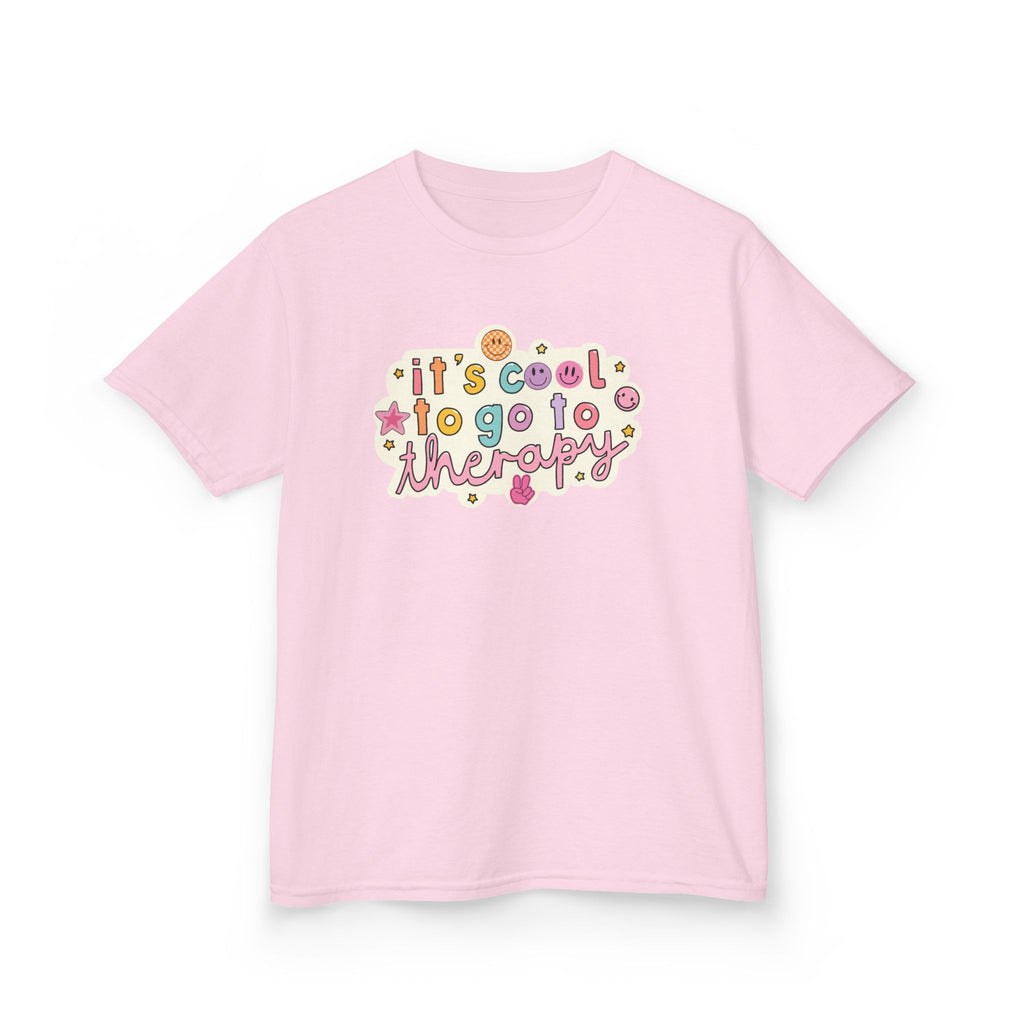 Kids Tee — "It's Cool to Go to Therapy" Retro Flower Therapy Tee