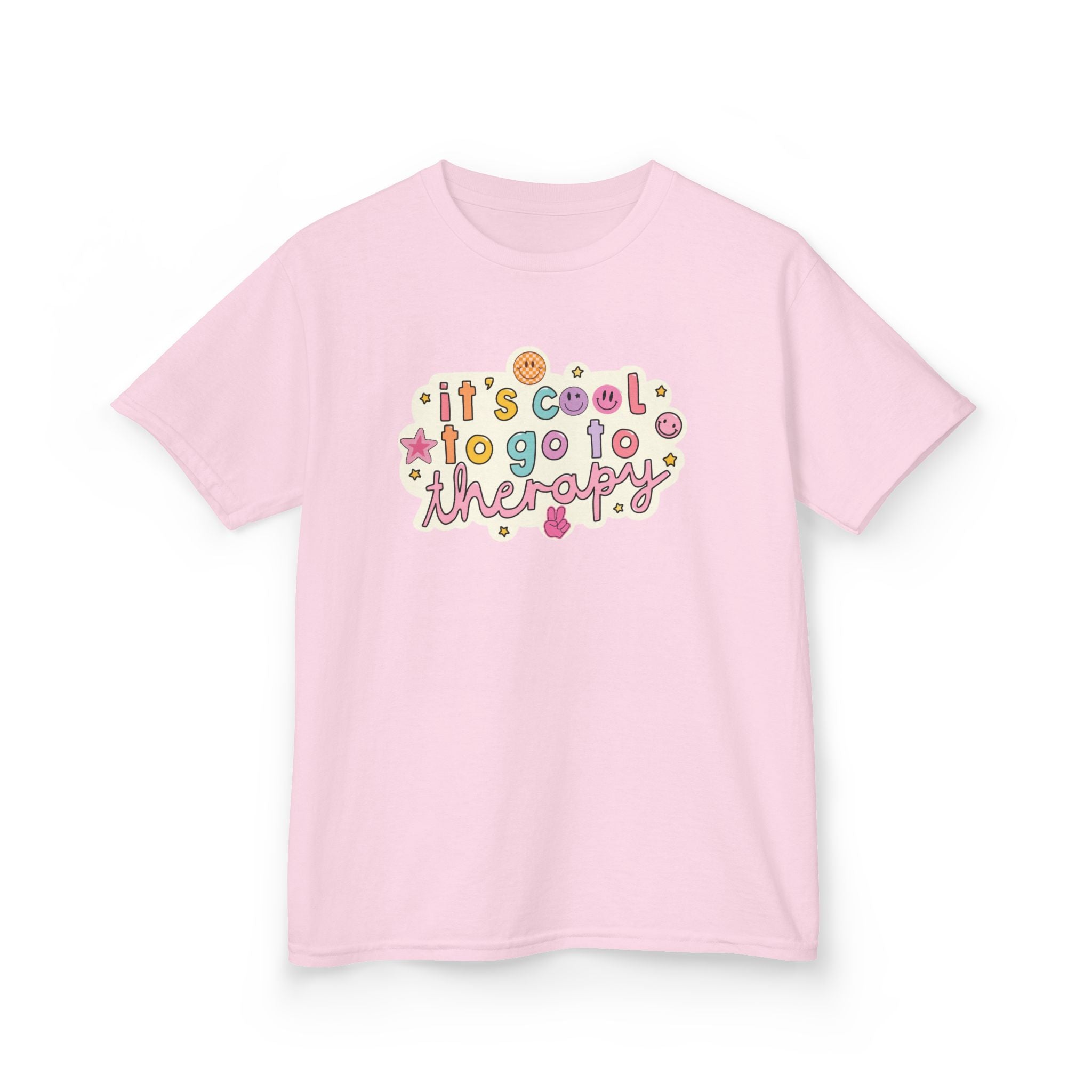 Kids Tee — "It's Cool to Go to Therapy" Retro Flower Therapy Tee
