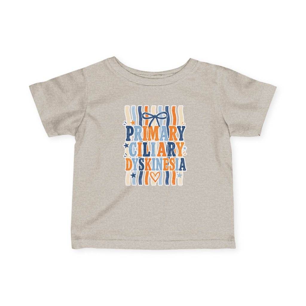 Infant Jentri Primary Ciliary Dyskinesia  Tee — Awareness Baby Shirt (Blue & Orange Ribbon)