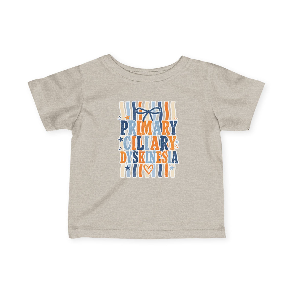 Infant Jentri Primary Ciliary Dyskinesia  Tee — Awareness Baby Shirt (Blue & Orange Ribbon)