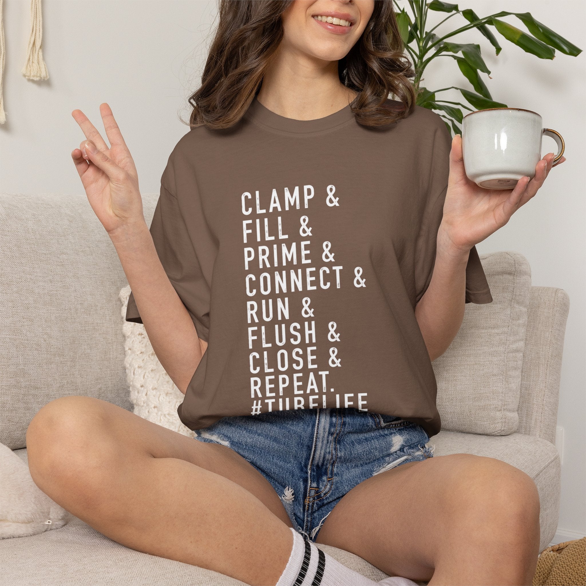 Medical Tubing Tech T-Shirt — "Clamp & Fill & Prime & Connect... #TubeLife"