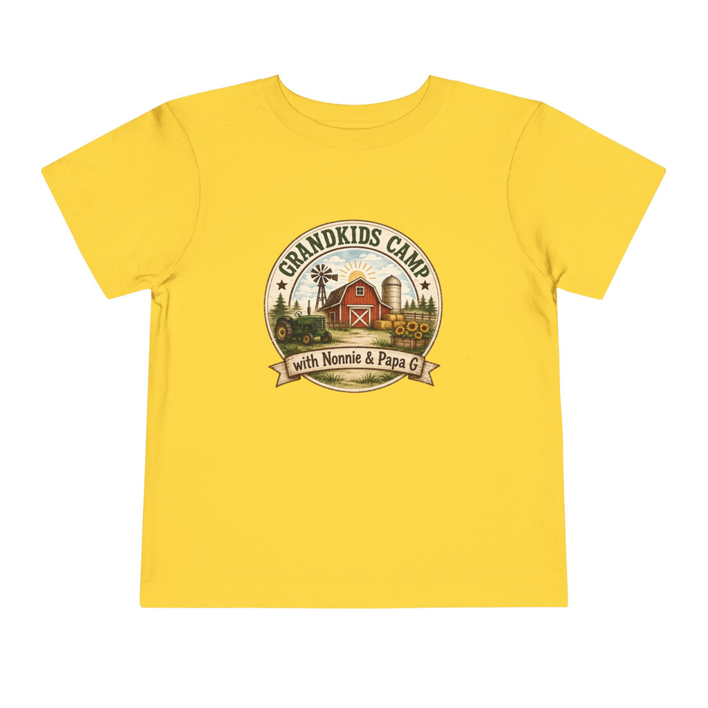 Grandkids Camp Toddler Tee — “with Nonnie & Papa G” Farm Adventure Shirt