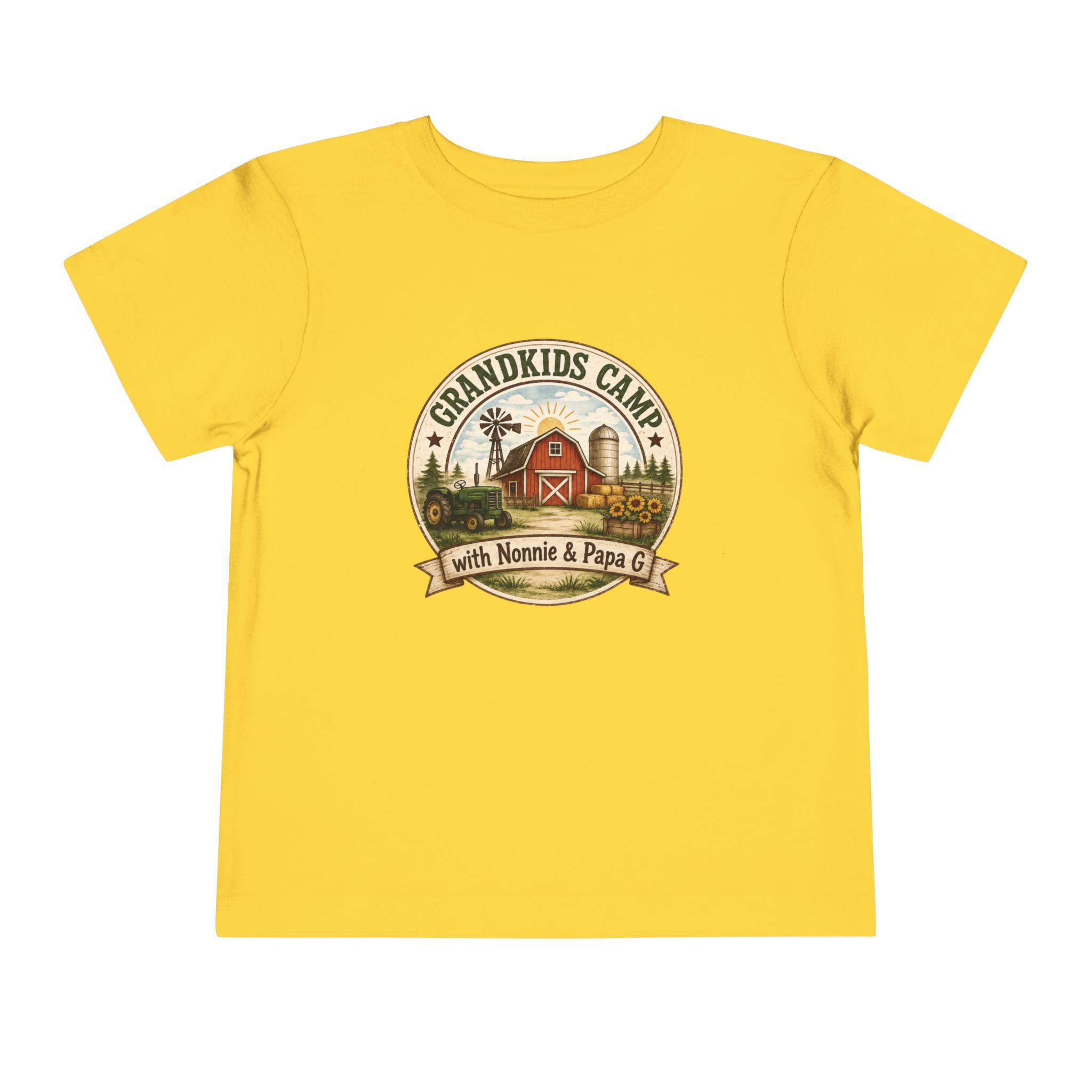 Grandkids Camp Toddler Tee — “with Nonnie & Papa G” Farm Adventure Shirt