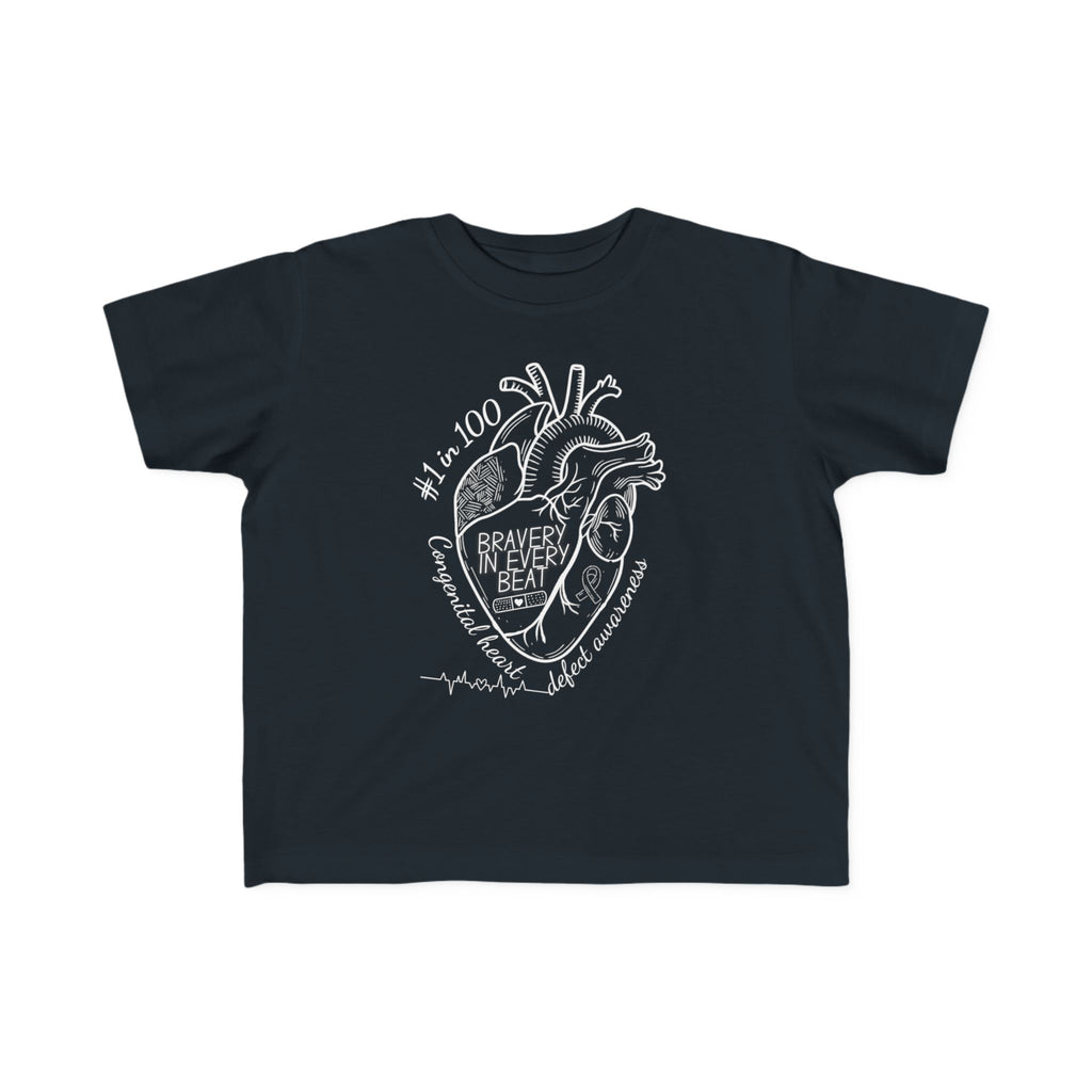 Toddler Tee — 'Bravery in Every Beat' CHD Heart Graphic