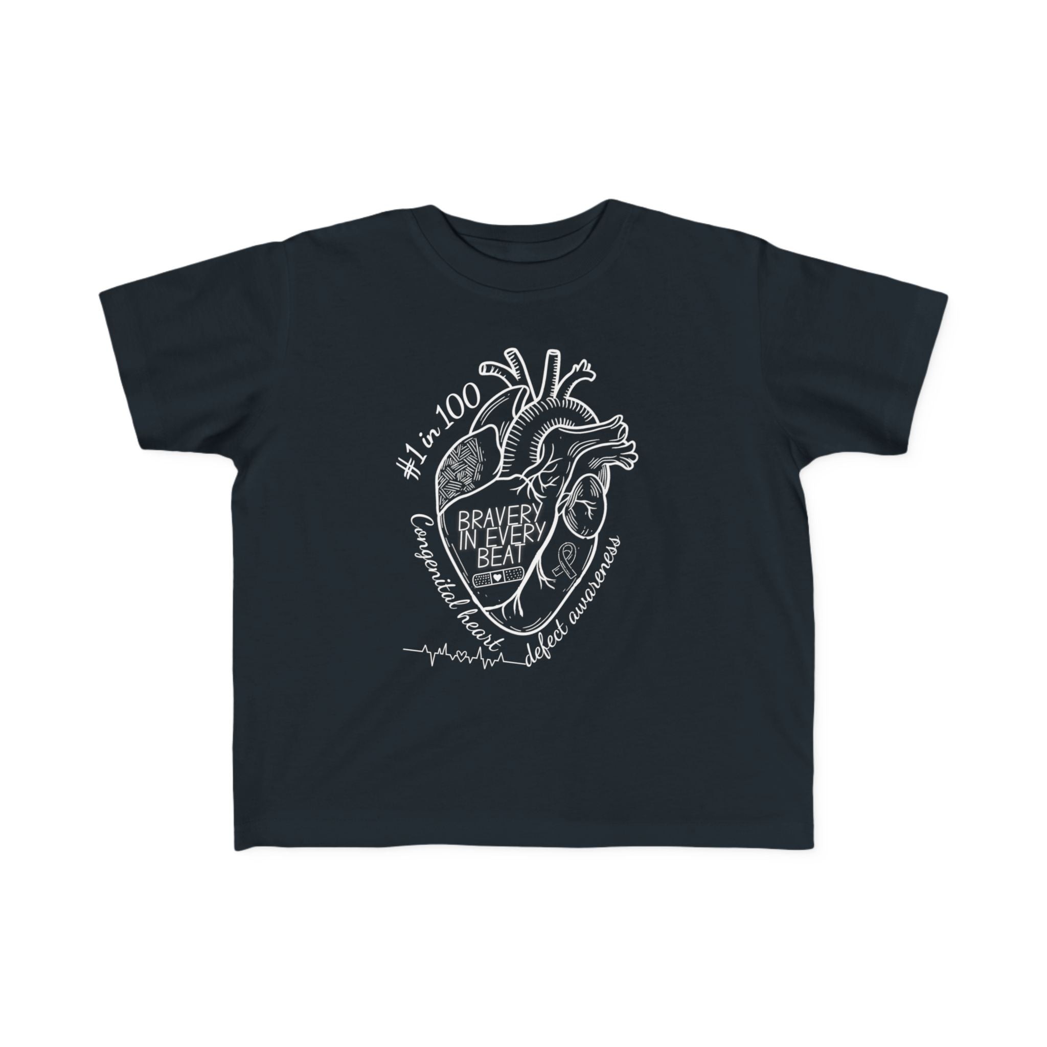 Toddler Tee — 'Bravery in Every Beat' CHD Heart Graphic