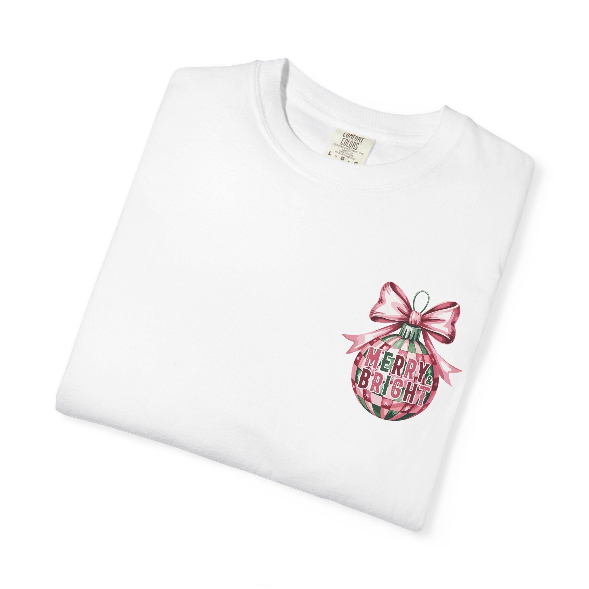 Holiday Patchwork Tee - "Merry & Bright" Graphic T-Shirt