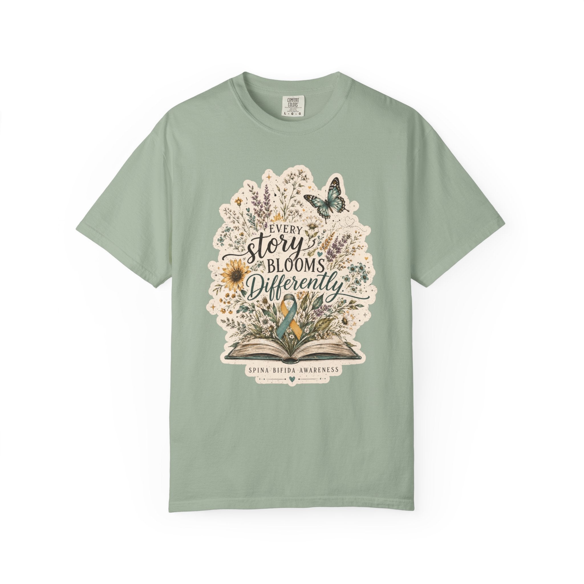 Every Story Blooms Differently T-Shirt — Spina Bifida Awareness