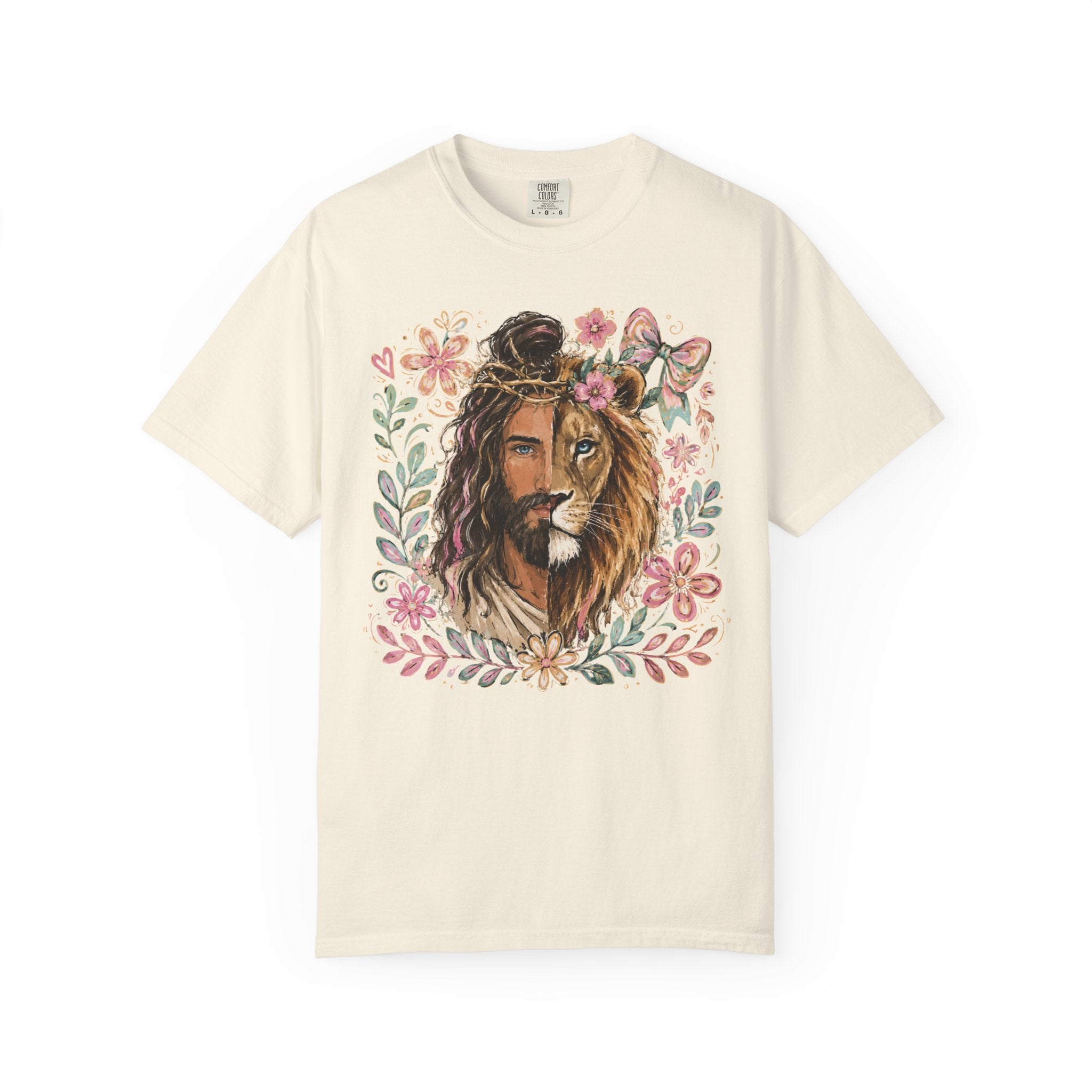 Lion of Judah T‑Shirt — Jesus and Lion Floral Faith Tee
