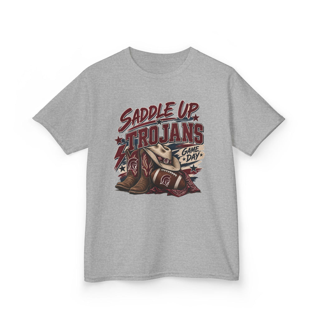Kids Tee — "Saddle Up Trojans" Football Game Day Shirt