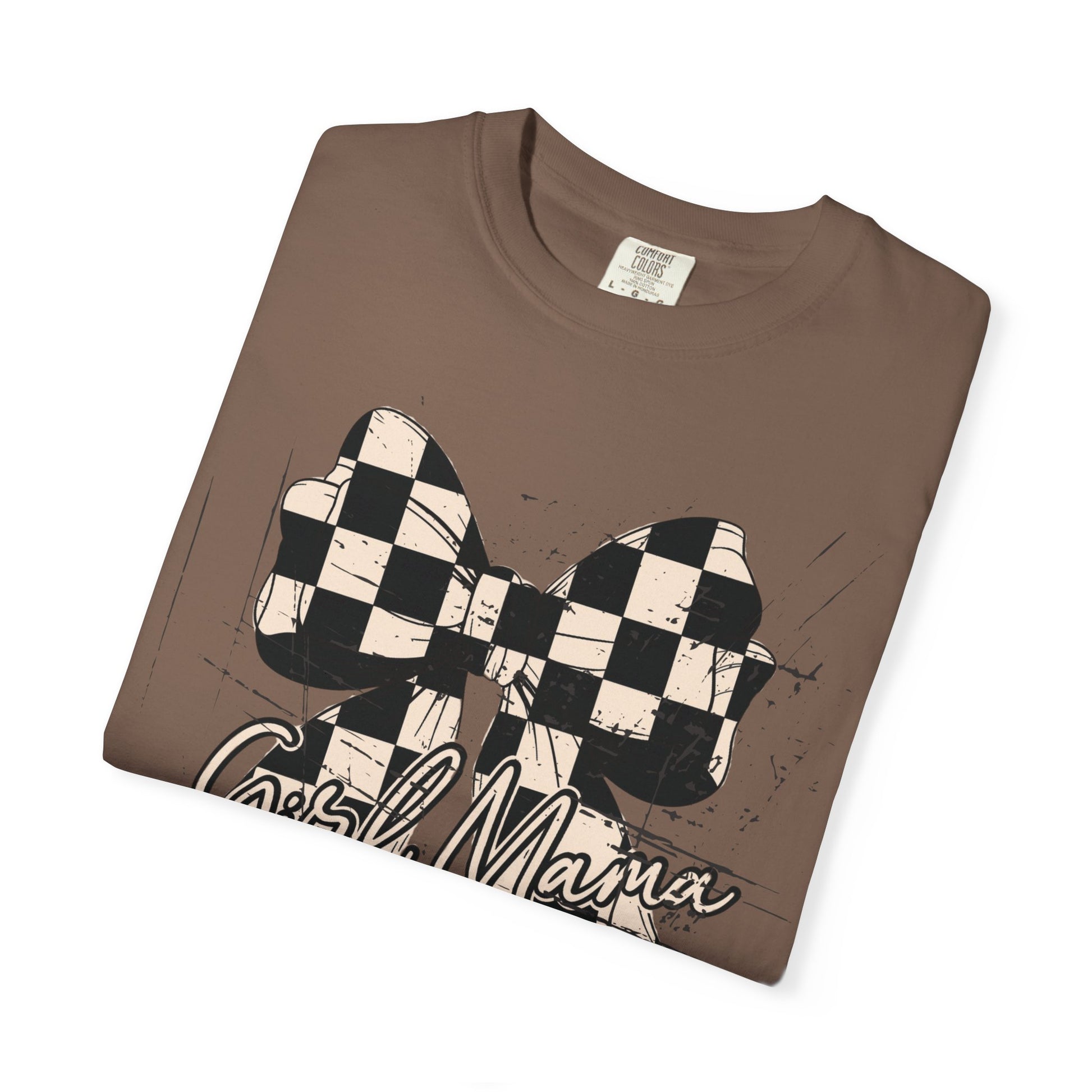 Girl Mama-Distressed Checkered Coquette Tee