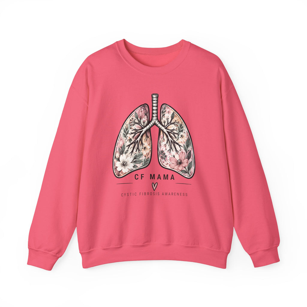 Lung Floral Crewneck Sweatshirt — CF MAMA Respiratory Awareness Pullover