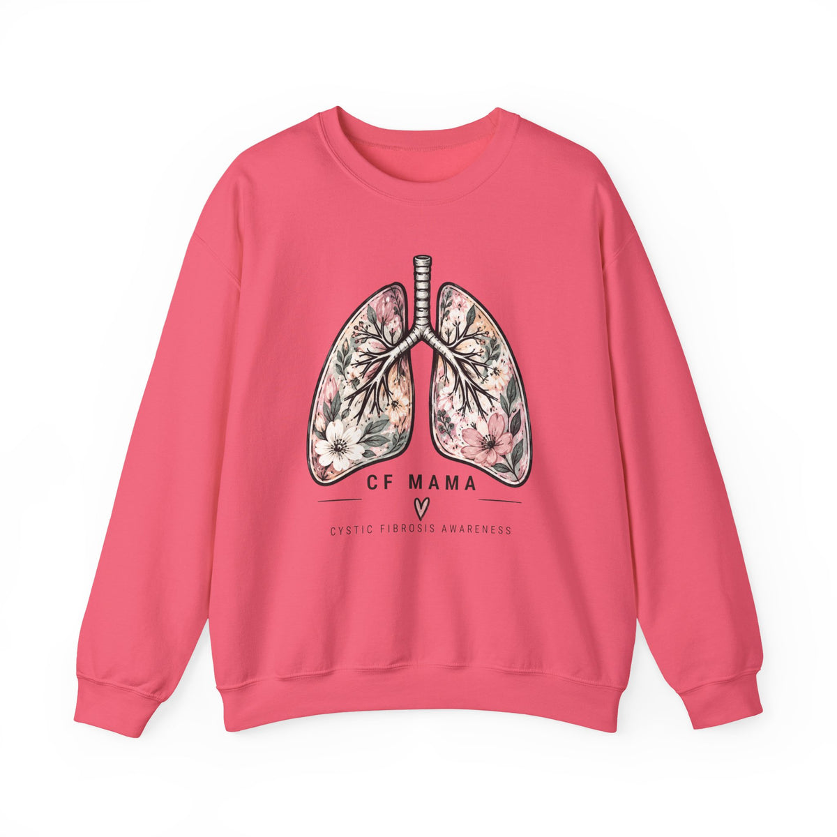 Lung Floral Crewneck Sweatshirt — CF MAMA Respiratory Awareness Pullover