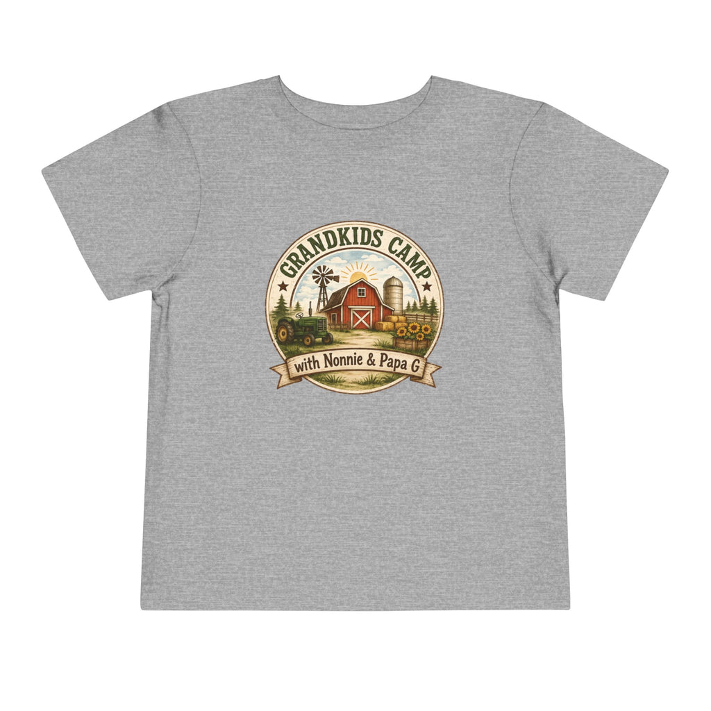 Grandkids Camp Toddler Tee — “with Nonnie & Papa G” Farm Adventure Shirt