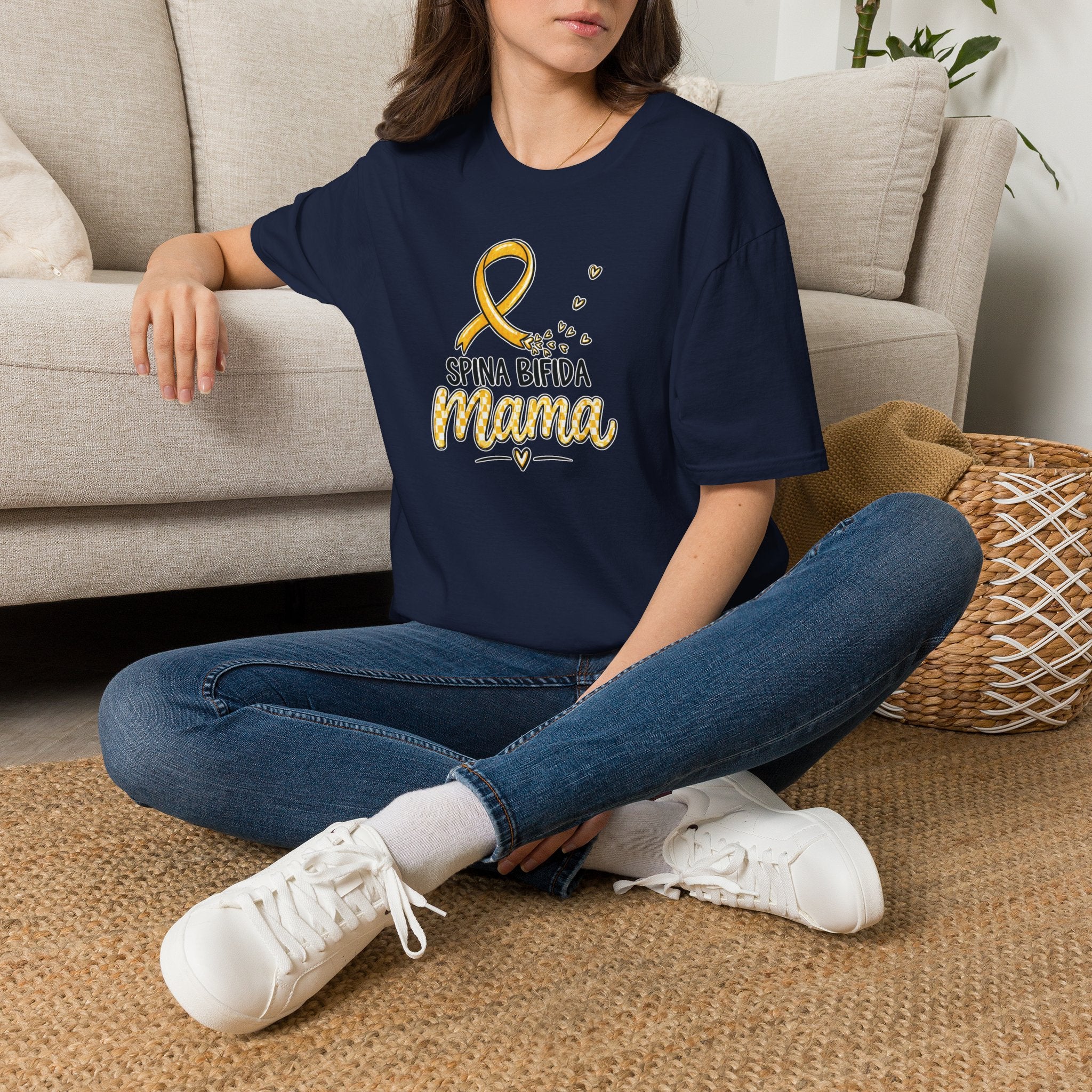 Spina Bifida Mama T-Shirt — Gold Awareness Ribbon Mom Tee