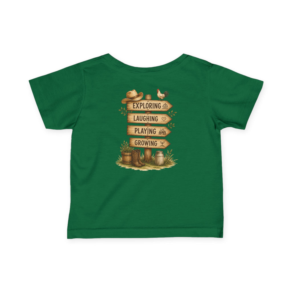 Infant Tee — “Grandkids Camp with Nonnie & Papa” Baby Shirt (Exploring, Laughing, Playing, Growing)